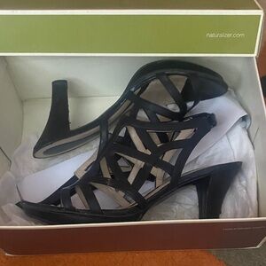 Naturalizer Black Strappy Heels